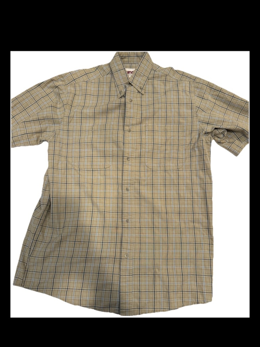 Wrangler Men's Short-Sleeve Plaid Button-Down Shirt - Beige & Blue
